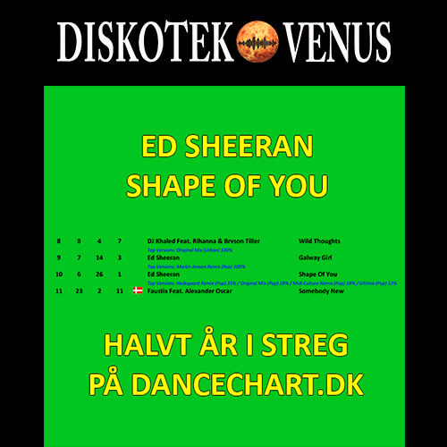 Ed Sheeran halvt år på dancechart.dk